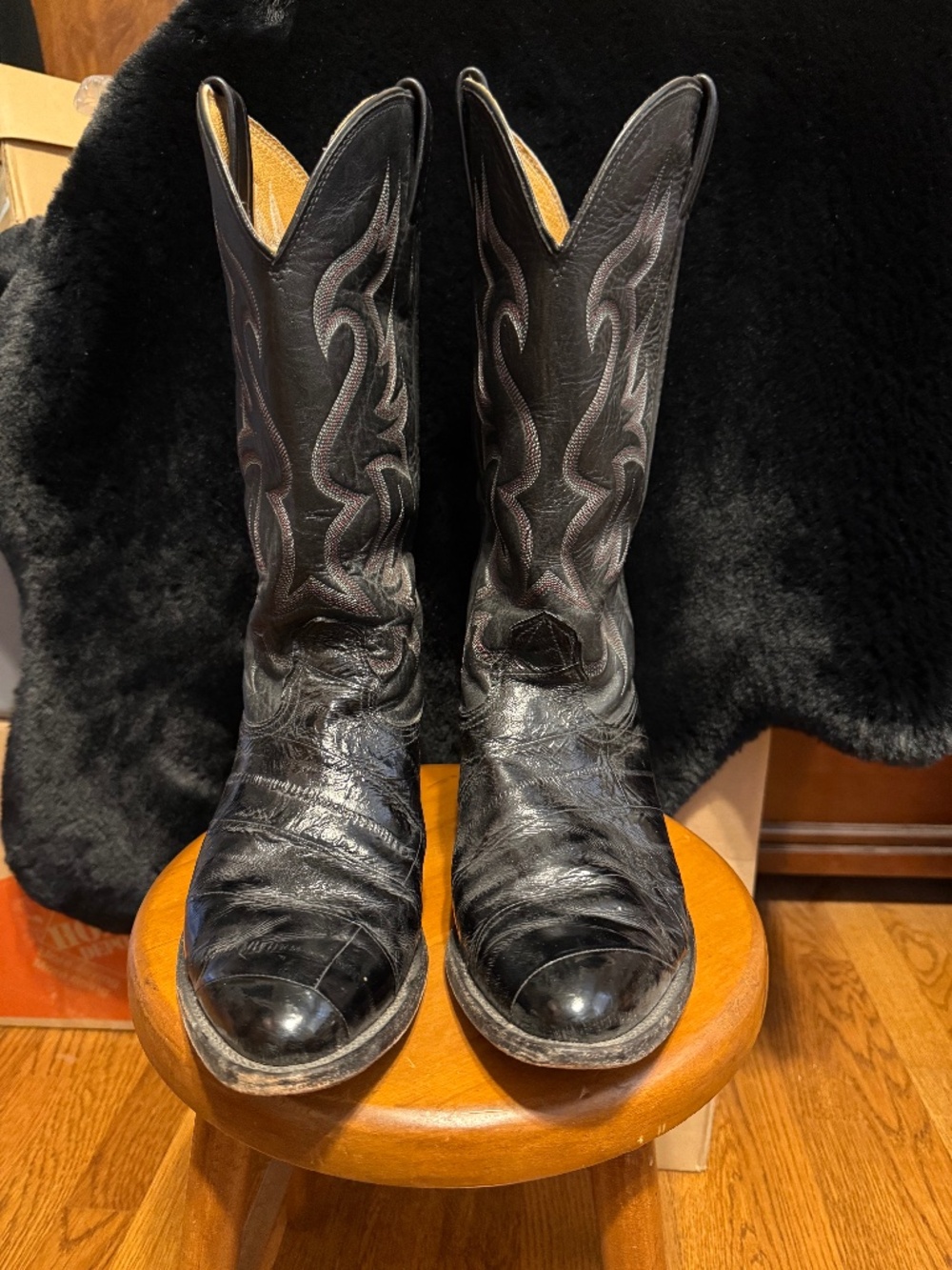 Nocona black eel and leather cowboy boots